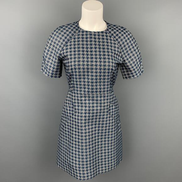 MAISON KITSUNE Size 4 Blue Gingham Polyester Blend Sleeveless Dress - Picture 1 of 1
